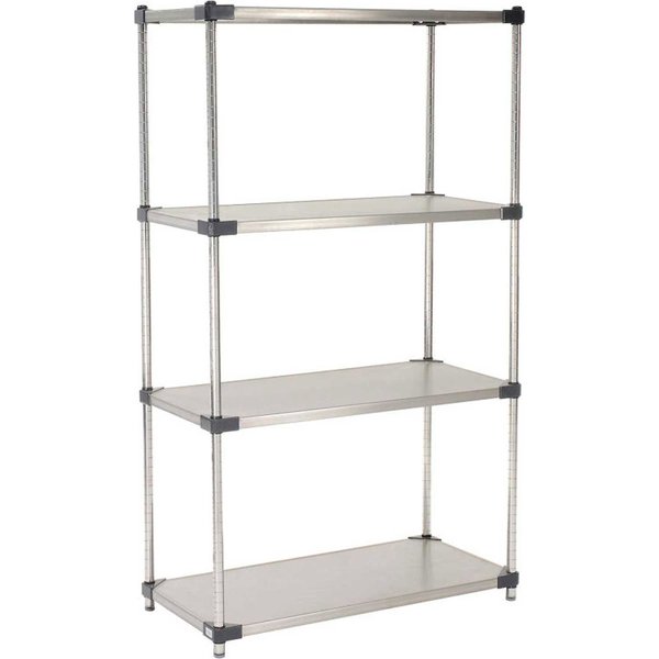 Nexel 5 Tier Solid Stainless Steel Shelving Starter Unit, 36W x 24D x 86H 24368SS5